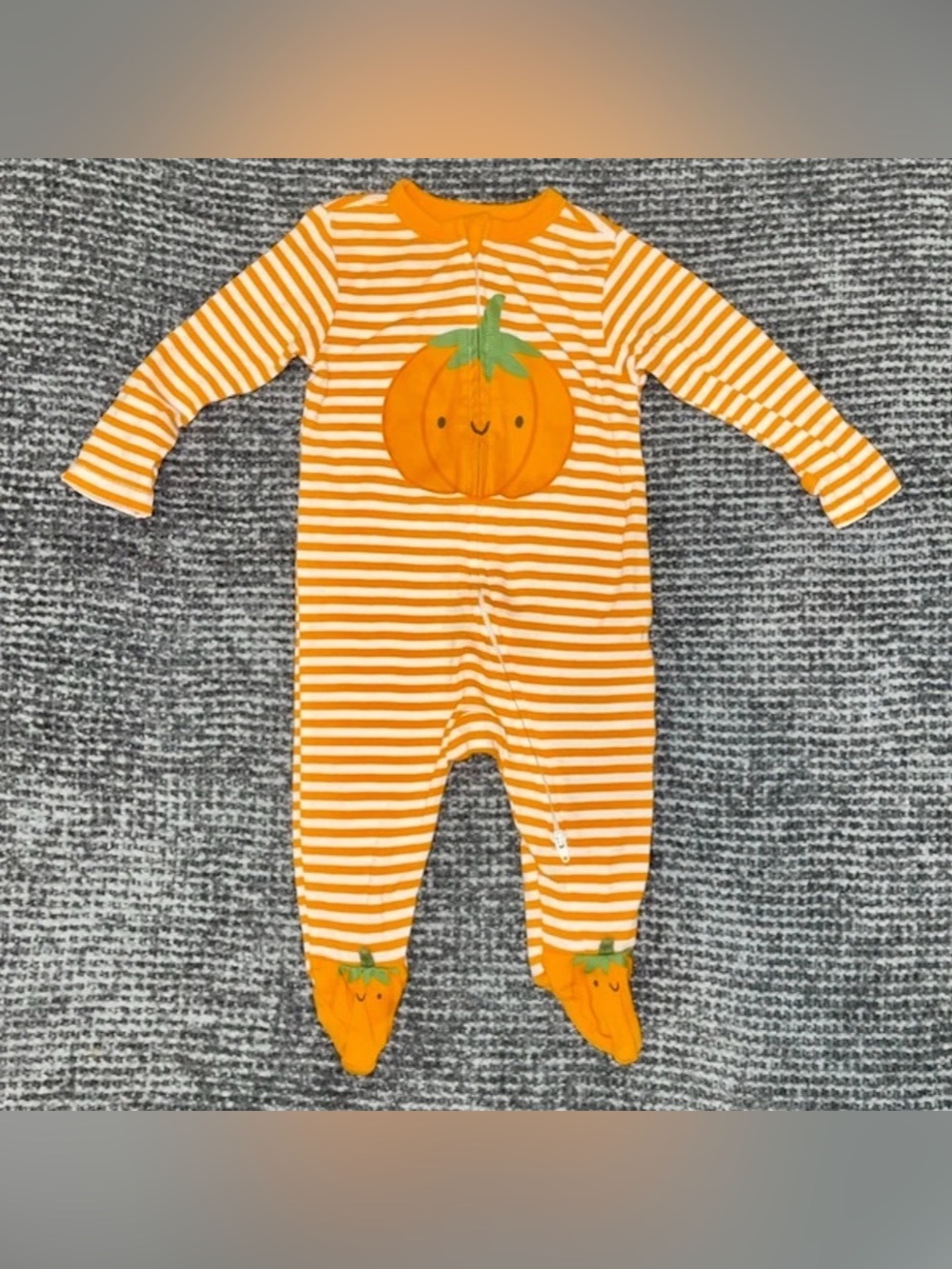 Old Navy Pumpkin Striped Footie Baby 6-9M